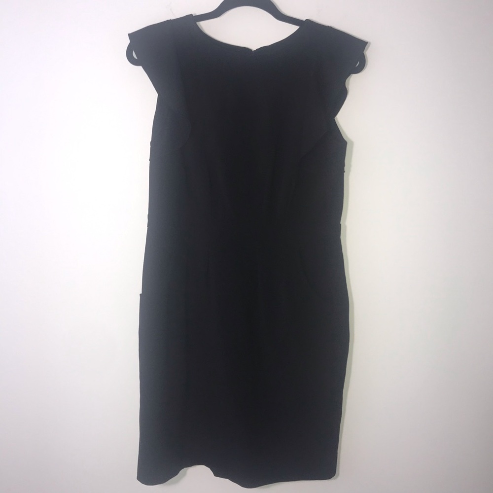 Kenneth Cole Ruffle Sleeve Black Dress LBD - 6
